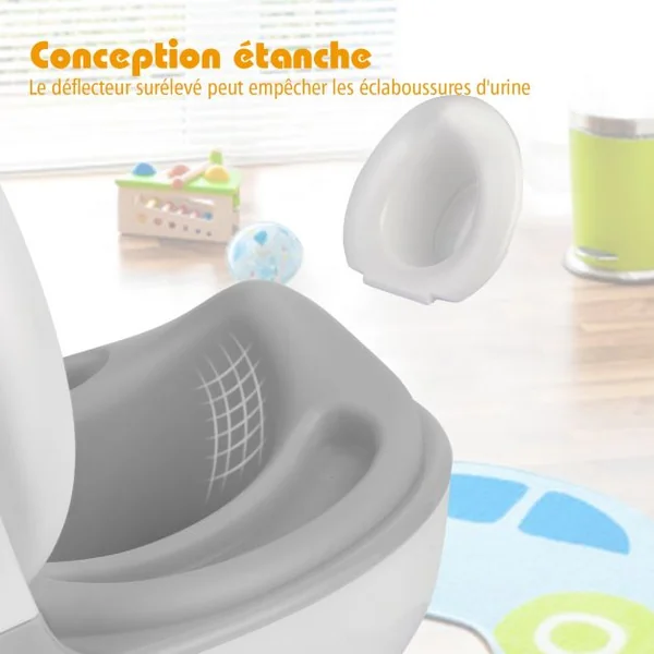 Toilette Enfant en PP Pot pour Bébé Apprentissage de la Propreté Charge Max.30KG Gris