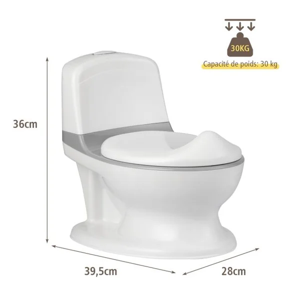 Toilette Enfant en PP Pot pour Bébé Apprentissage de la Propreté Charge Max.30KG Gris