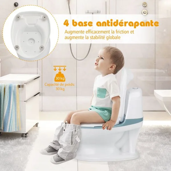 Toilette Enfant en PP Pot pour Bébé Toilette de Simulation Charge Max.30KG Bleu