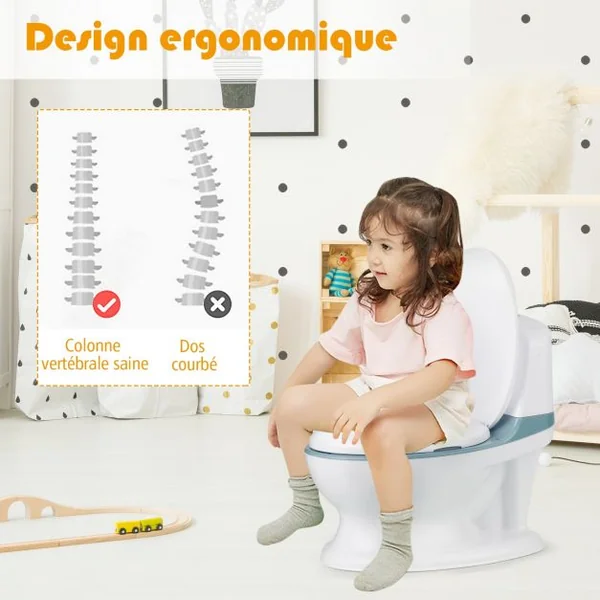 Toilette Enfant en PP Pot pour Bébé Toilette de Simulation Charge Max.30KG Bleu