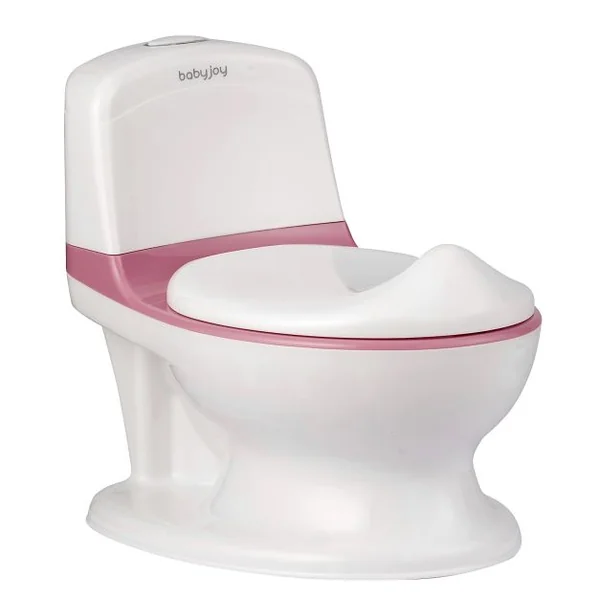 Toilette Enfant en PP Pot pour Bébé Toilette de Simulation Charge Max.30KG Rose