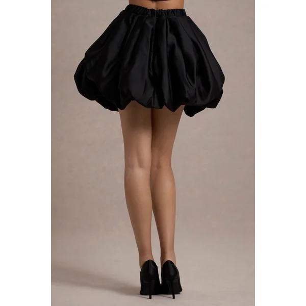 Tosca | Mini-jupe bouffante en satin noir