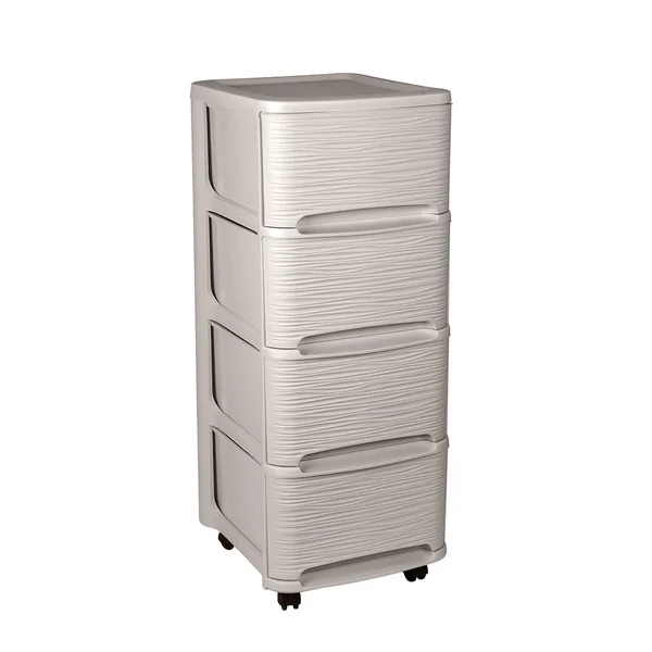 Tour de rangement à roulettes STONE 4 tiroirs beige 37x32x80cm