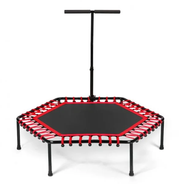Trampoline de Fitness ø100CM avec Poignée en Forme T Réglable en Hauteur sur 3 Positions Charge Max. 150KG Rouge