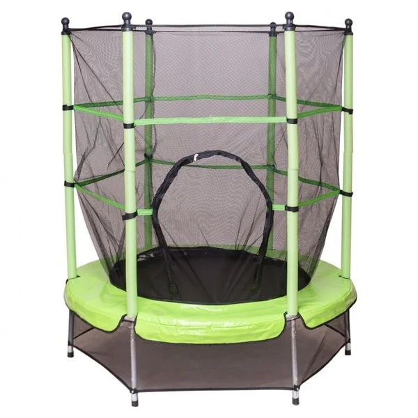 Trampoline de Jardin pour Enfant Filet de Sécurité Intérieur Extérieur, 140 cm de Dia. 162 cm de haut, Vert et noir