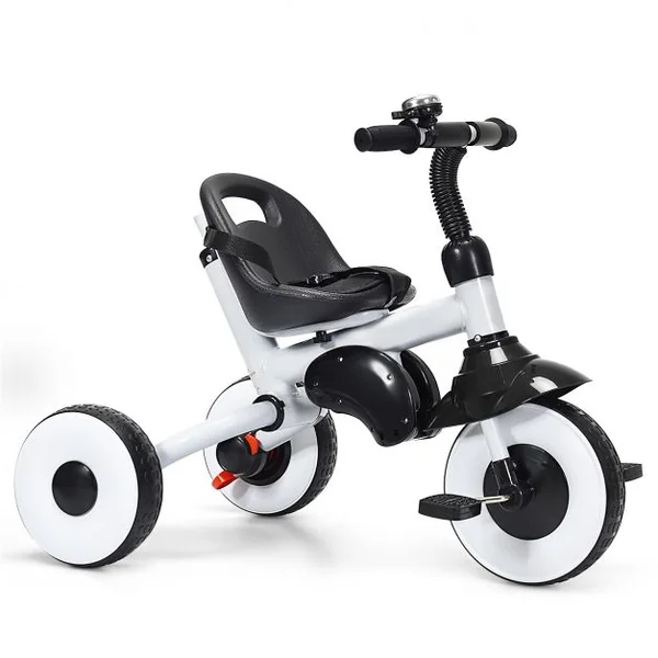 Tricycle Bébé Evolutif Vélo Enfant de 1 à 5 Ans Pliable avec Tige-poussoir et Pare-soleil Sac de Rangement 91x50x102cm