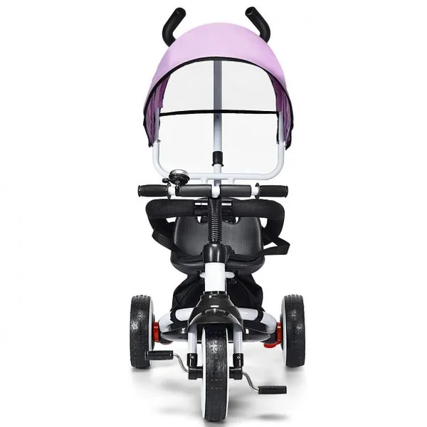 Tricycle Bébé Evolutif Vélo Enfant de 1 à 5 Ans Pliable avec Tige-poussoir et Pare-soleil Sac de Rangement 91x50x102cm