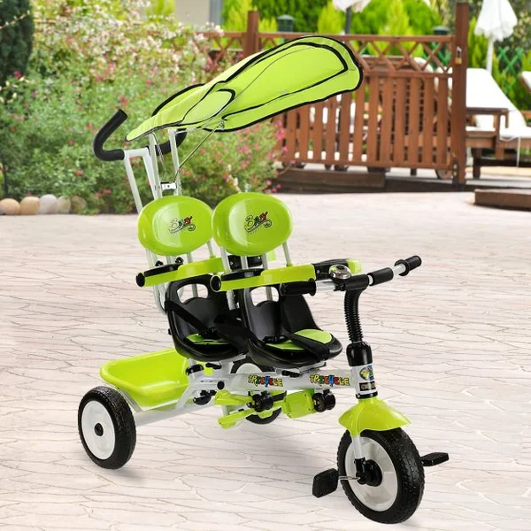 Tricycle Evolutif avec 3 Roues 2 Places pour Bébé de 18 Mois à 36 Mois Rouge