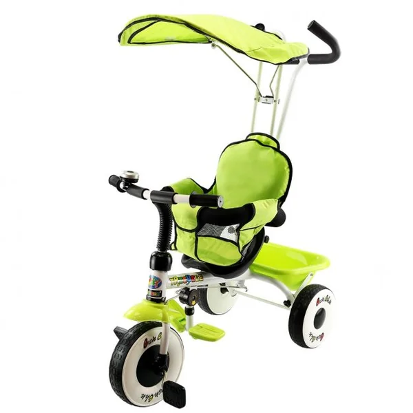 Tricycle Évolutif Enfant de 1 à 4 ans Auvent Pliable et Arceau de Sécurité Roues Silencieuses Capacité 25kg Vert