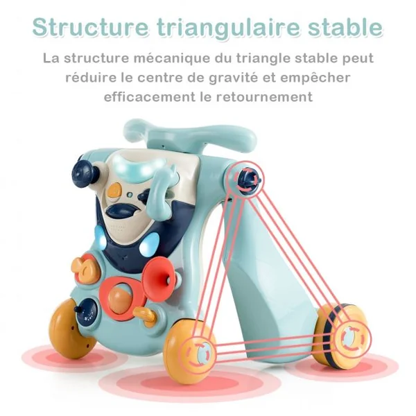 Trotteur Convertible 2 en 1 pour Apprendre à Marcher pour Enfants de 6 à 36 Mois en ABS et PP 61x37x43cm Bleu