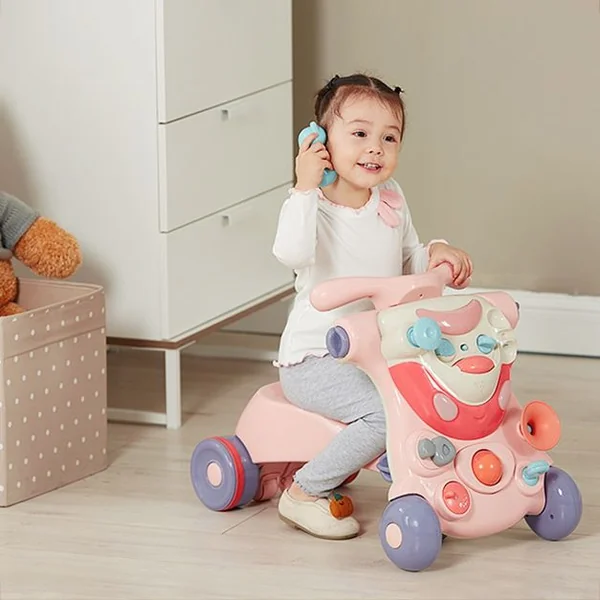 Trotteur Convertible 2 en 1 pour Apprendre à Marcher pour Enfants de 6 à 36 Mois en ABS et PP 61x37x43cm Rose