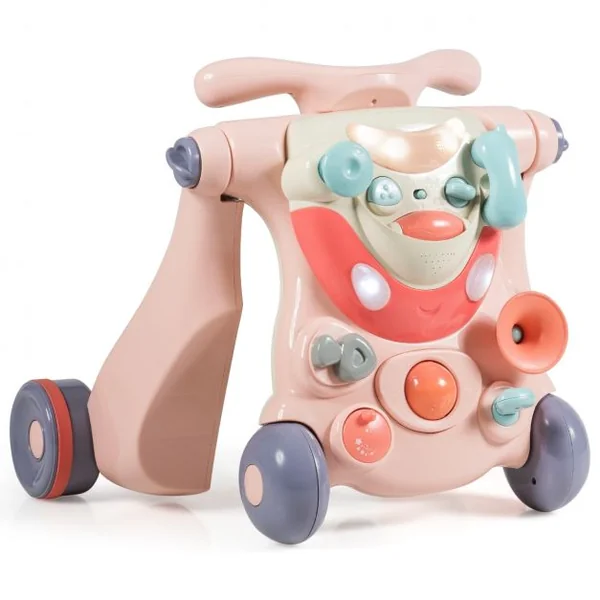 Trotteur Convertible 2 en 1 pour Apprendre à Marcher pour Enfants de 6 à 36 Mois en ABS et PP 61x37x43cm Rose