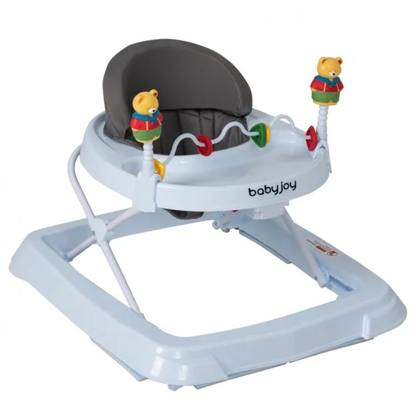 Trotteur marcheur bébé Pliable Réglable en hauteur Avec jouets sur plateau 4 roues robustes, 71x62x56cm, Rose