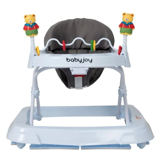 Trotteur marcheur bébé Pliable Réglable en hauteur Avec jouets sur plateau 4 roues robustes, 71x62x56cm, Rose