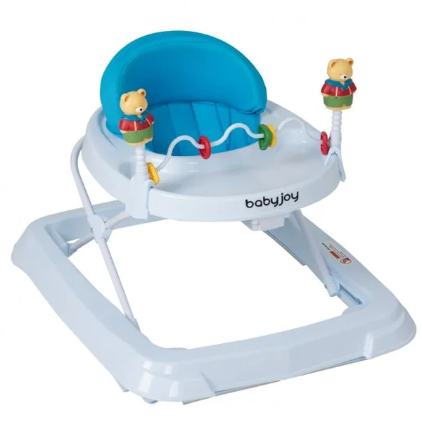 Trotteur marcheur bébé Pliable Réglable en hauteur Avec jouets sur plateau 4 roues robustes, 71x62x56cm, Rose