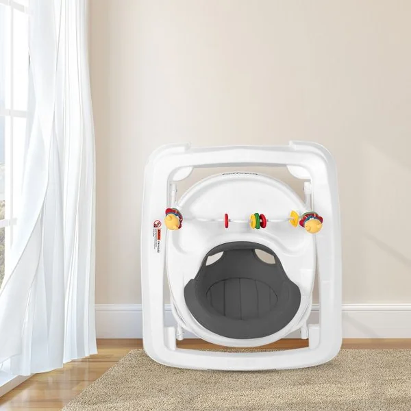 Trotteur marcheur bébé Pliable Réglable en hauteur Avec jouets sur plateau 4 roues robustes, 71x62x56cm, Rose
