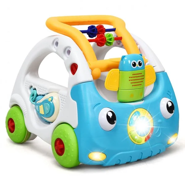 Trotteur Parlant pour Enfants de 6 Mois à 3 Ans pour Apprendre à Marcher Multifonction Sons Lumières 43x38x46cm Bleu