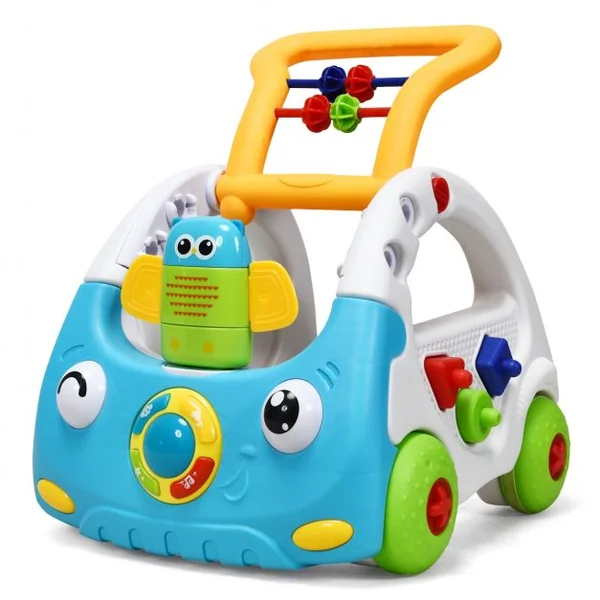 Trotteur Parlant pour Enfants de 6 Mois à 3 Ans pour Apprendre à Marcher Multifonction Sons Lumières 43x38x46cm Bleu