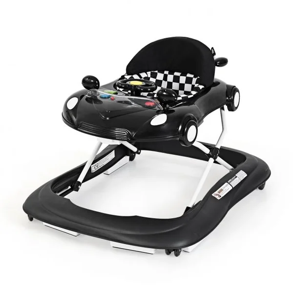 Trotteur Pliable Musical pour Bébé de 6 à 18 Mois Trotteur 3 en 1 Hauteur Réglable en Pp 78,5x64,5x12,5-22,5cm Noir