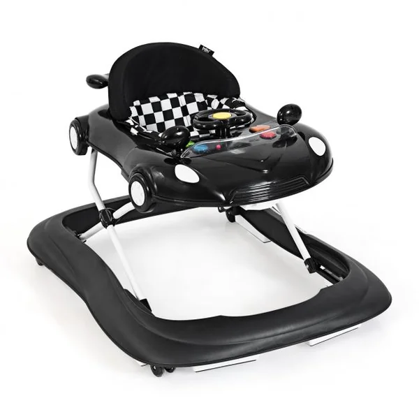 Trotteur Pliable Musical pour Bébé de 6 à 18 Mois Trotteur 3 en 1 Hauteur Réglable en Pp 78,5x64,5x12,5-22,5cm Noir