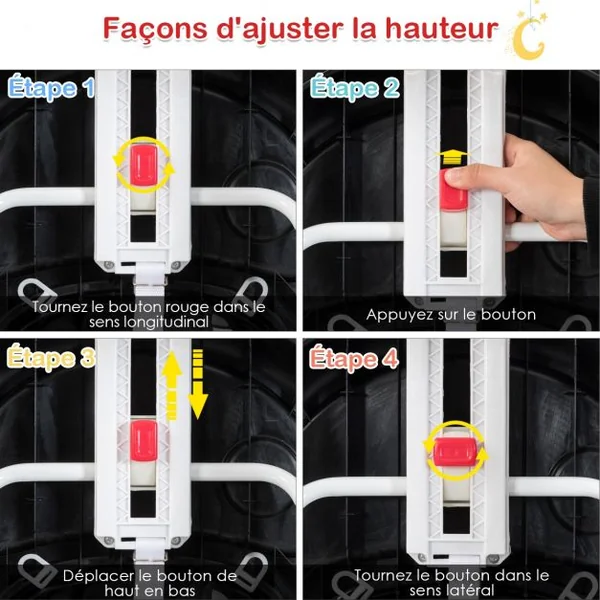 Trotteur Pliable Musical pour Bébé de 6 à 18 Mois Trotteur 3 en 1 Hauteur Réglable en Pp 78,5x64,5x12,5-22,5cm Noir
