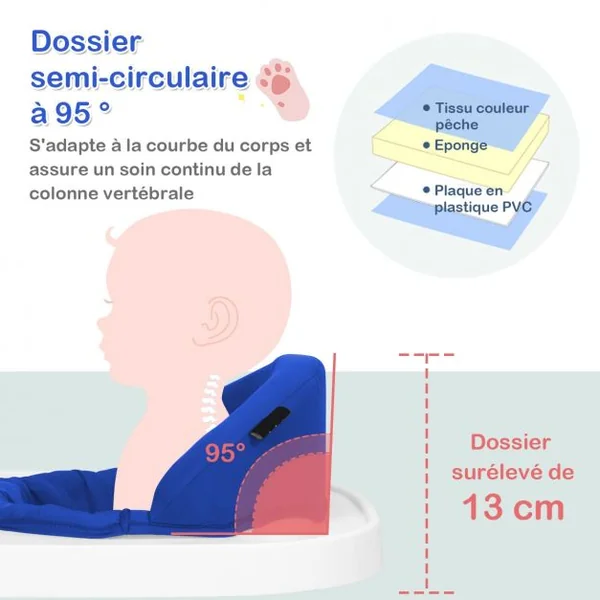 Trotteur pour Bébé de 6 à 18 Mois Compact Pliable 2 en 1 avec Siège Rembourré Plateau Jouets Amovible 75x60x70cm Bleu