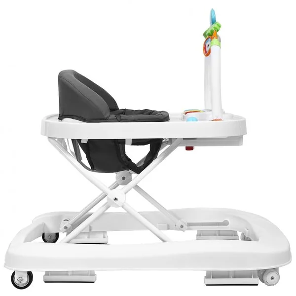 Trotteur pour Bébé de 6 à 18 Mois Compact Pliable 2 en 1 avec Siège Rembourré Plateau Jouets Amovible 75x60x70cm Gris