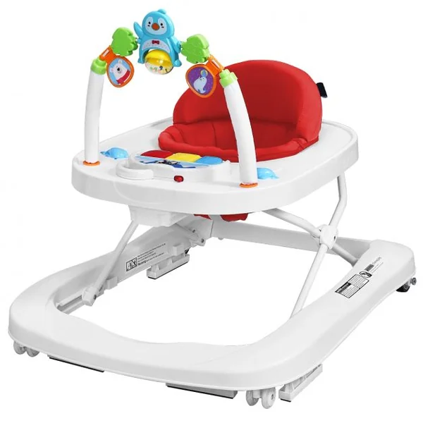 Trotteur pour Bébé de 6 à 18 Mois Compact Pliable 2 en 1 avec Siège Rembourré Plateau Jouets Amovible 75x60x70cm Rose