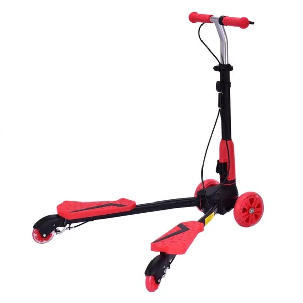 Trottinette enfant 4 Roues Trottinette lumineuse pliable hauteur réglable Capacité 50 kg 82x31x72-84cm Rouge