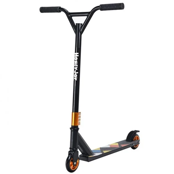 Trottinette Freestyle en Aluminium avec Roues en PU à 360° Frein Arrière et Guidon Antidéparant Support Jusqu'à 100KG Noir