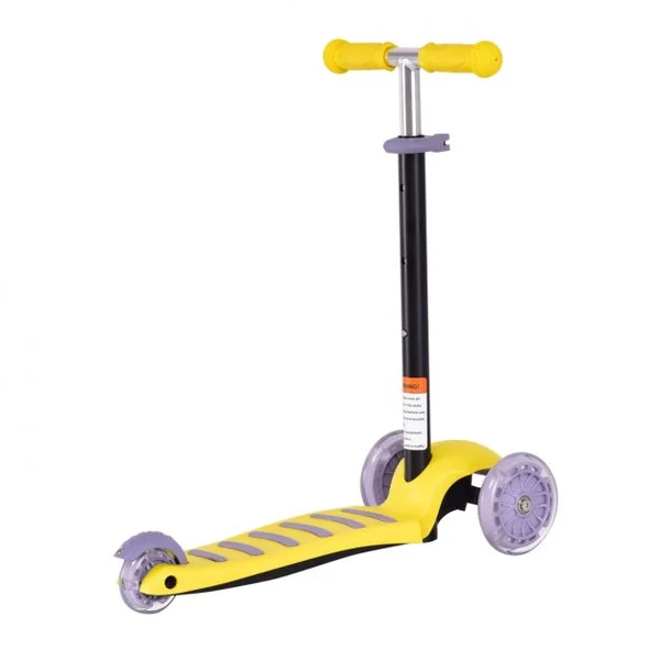 Trottinette pour Enfant Trottinette à 3 Roues Flash Lumineuses Capacité 20kg en Alliage alu & PP, 55x24x60-77cm, Jaune
