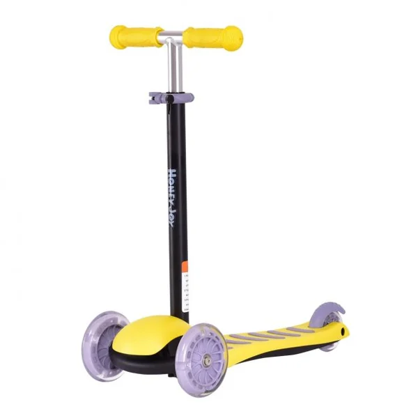 Trottinette pour Enfant Trottinette à 3 Roues Flash Lumineuses Capacité 20kg en Alliage alu & PP, 55x24x60-77cm, Jaune