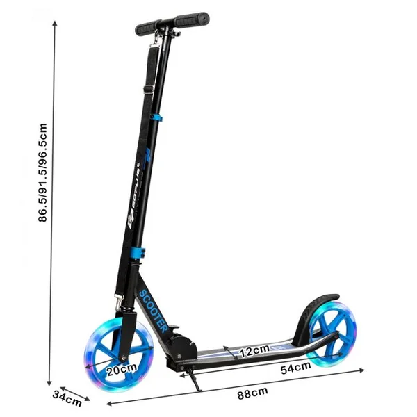 Trottinette Sport avec Plateau en Aluminium Poignée Ajustable pour les Enfants de 10 ans et plus Bleu