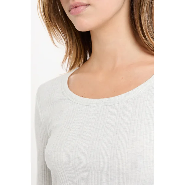 T-shirt de pyjama manches longues côtelé en coton