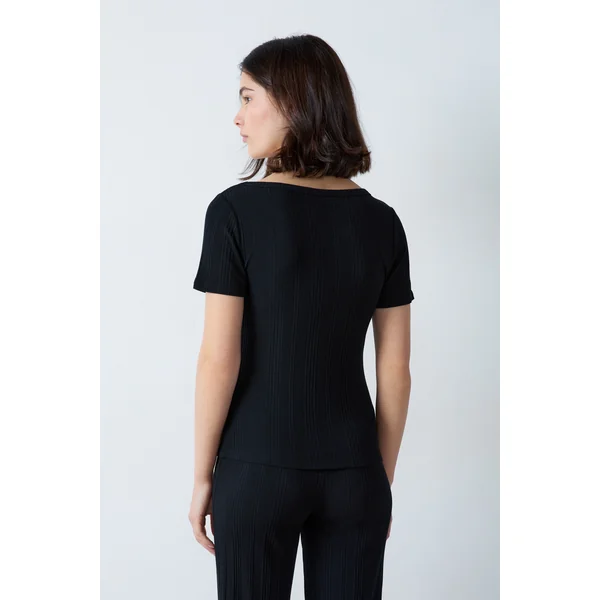 T-shirt manches courtes en coton côtelé