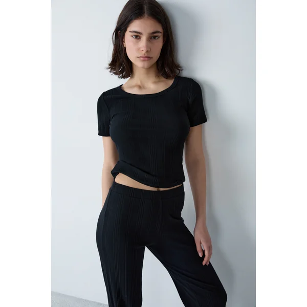 T-shirt manches courtes en coton côtelé