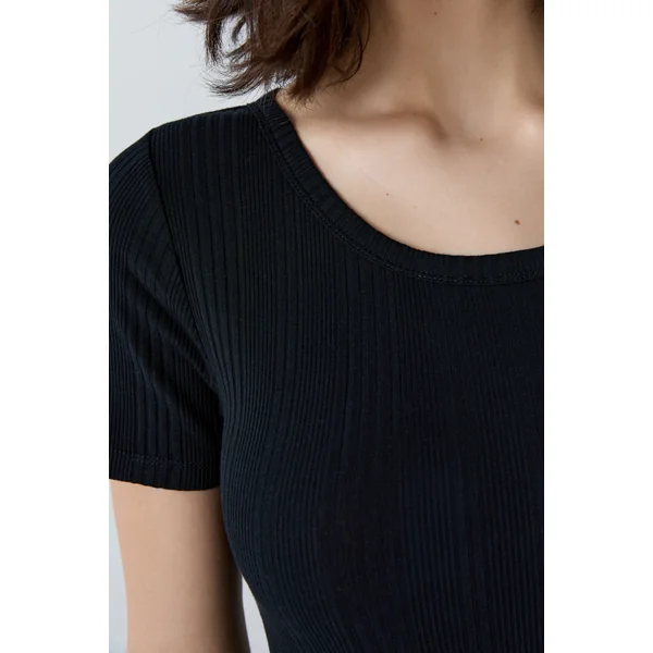 T-shirt manches courtes en coton côtelé