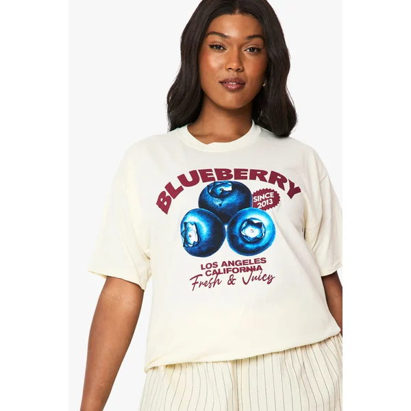 T-shirt Oversize Imprimé Myrtille Grande Taille