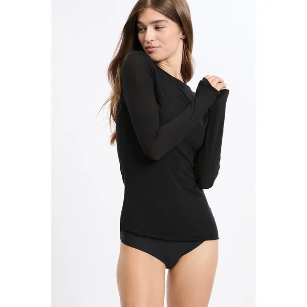 T-shirt thermique col bateau avec cachemire