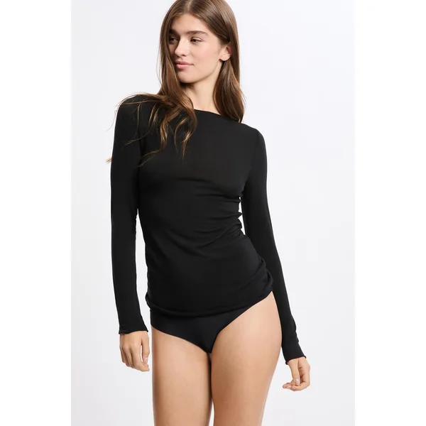 T-shirt thermique col bateau avec cachemire