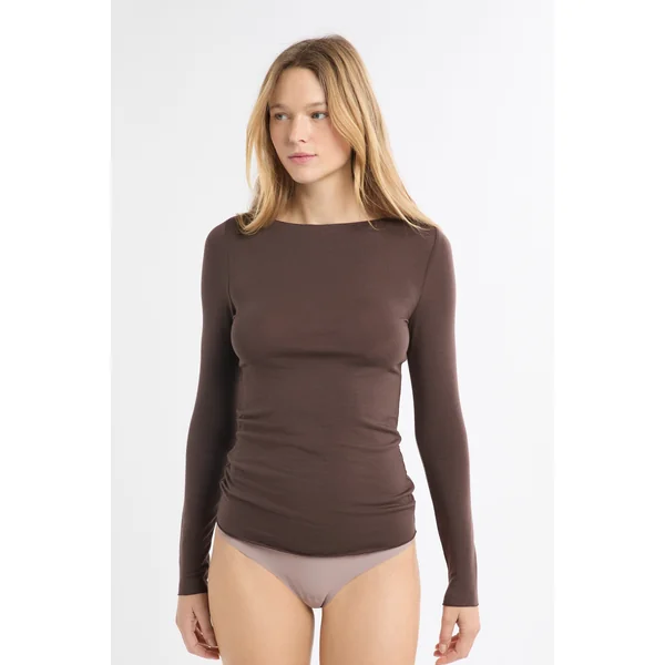 T-shirt thermique col bateau avec cachemire