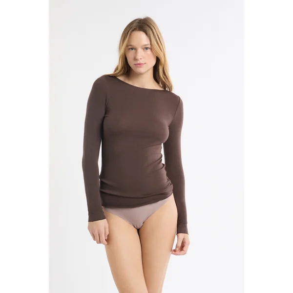 T-shirt thermique col bateau avec cachemire