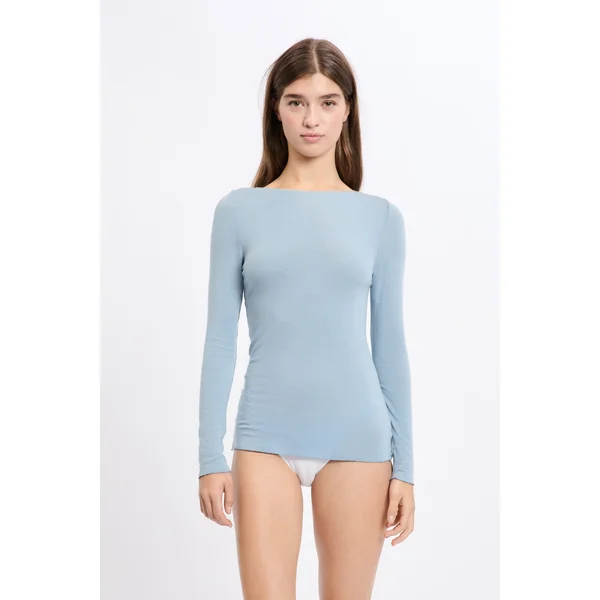 T-shirt thermique col bateau avec cachemire