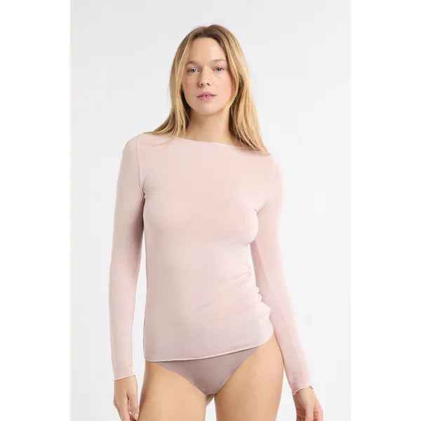 T-shirt thermique col bateau avec cachemire