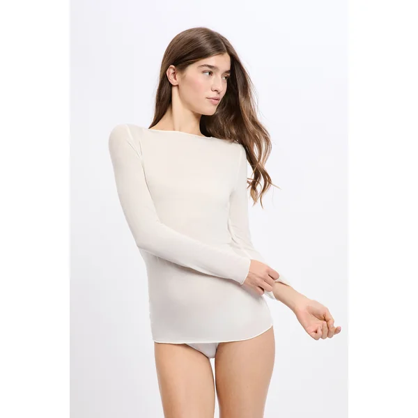 T-shirt thermique col bateau avec cachemire
