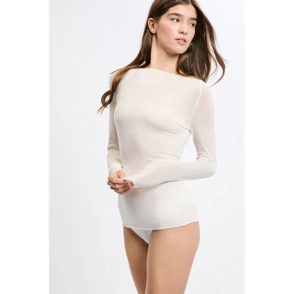 T-shirt thermique col bateau avec cachemire