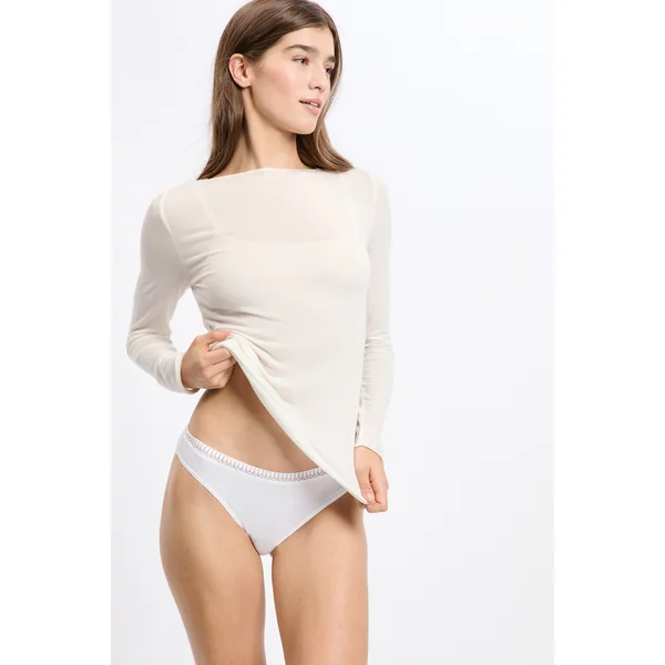 T-shirt thermique col bateau avec cachemire