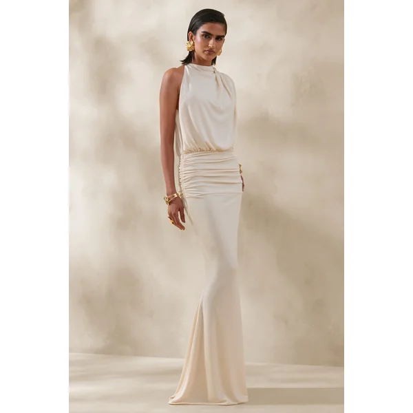 Umaira | Robe longue crème à encolure haute