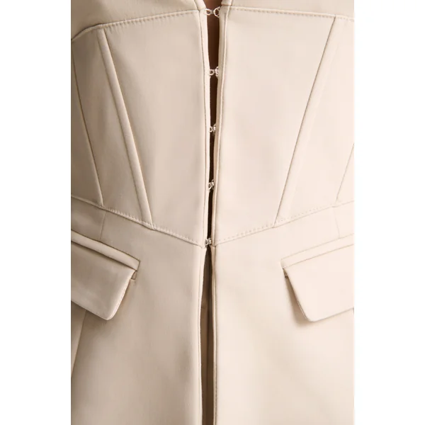 Unbeaten | Cream Plunge Corset Waist Blazer