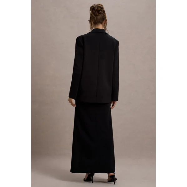 Urban | Blazer noir oversize à col plongeant